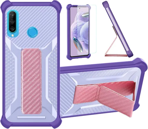 Vista 11 de Case Compatible for Huawei P30 lite New Edition Phone Case Stand Cover [with 1* TempeBlack Glass Screen Protector] Hybrid Case
