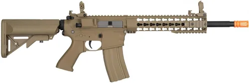Vista 2 de Lancer Tactical Gen 2 KeyMod M4 Evo Airsoft AEG Serie de núcleo de rifle de 10 pulgadas (sin batería y cargador) (bronceado)