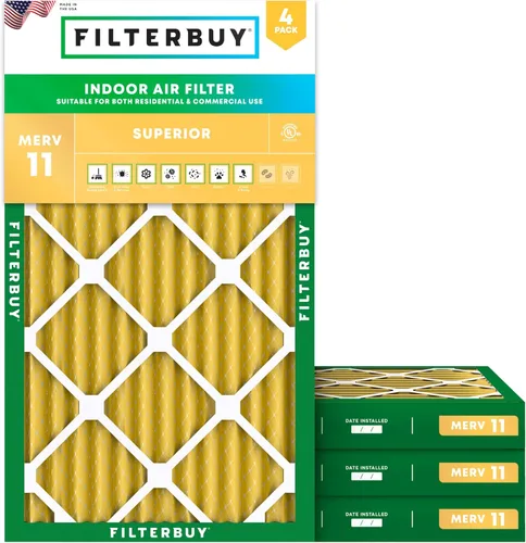 Vista 14 de Filterbuy Filtro de Aire 12x12x1 pulgadas MERV 11 Defensa Superior contra Mascotas y Alergias (Paquete de 4), Filtros de Reemplazo Electrostáticos