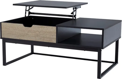 Vista 6 de Peaktop - Mesa auxiliar elevable con almacenamiento y patas de metal