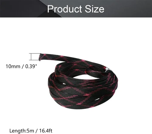 Vista 2 de Othmro Cable protector de cable expandible de PET de 16.4 pies, cable de tubo de telar de 0.39 pulgadas de ancho, funda flexible de malla de alambre