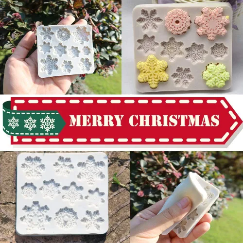 Vista 5 de 3 moldes de silicona para fondant, 30 cavidades 3D, molde de copo de nieve de Navidad, decoración de tartas, decoración de cupcakes, proyectos