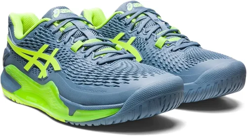 Vista 2 de ASICS Tenis Gel-Resolution 9 para hombre, Blancoverde azulado reparador