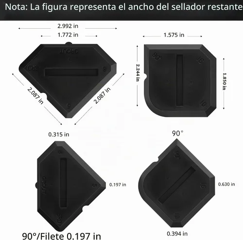 Vista 2 de Outus Set de 2 herramientas de calafateo, herramienta de sellado de silicona y lechada para baño, cocina y piso (negro)
