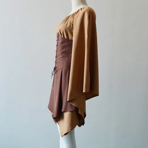 Vista 4 de Cbcbtwo Vestido renacentista para mujer 2023, corsé gótico, disfraz de Halloween, manga mariposa, vestido steampunk para fiesta de cóctel