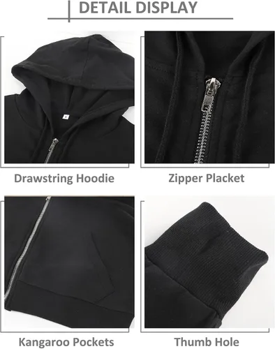 Vista 7 de Sudaderas con capucha y cremallera para mujer, estilo casual, con bolsillos, con cordón