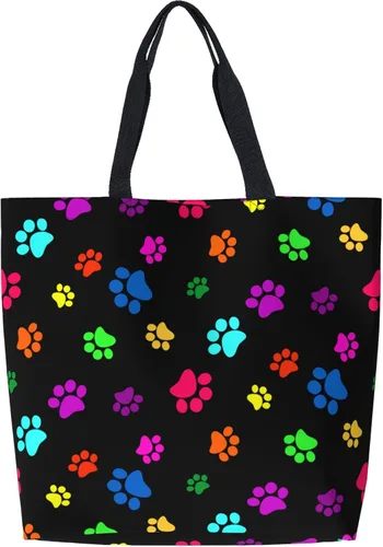 Vista 20 de Famame Canvas Tote Bag Large Women Casual Shoulder Bag Handbag Reusable Multipurpose Shopping Grocery Bag