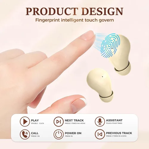 Vista 5 de Mini auriculares invisibles Bluetooth 5.4, auriculares con cancelación de ruido 2025 para dormir, cómodos mini auriculares inalámbricos para dormir