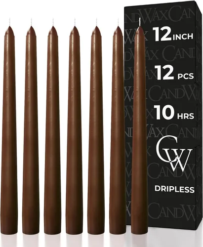 Vista 63 de CANDWAX Juego de 12 velas cónicas color naranja de 8 pulgadas, sin goteo, sin perfume, de larga duración, perfectas para fiesta de Halloween