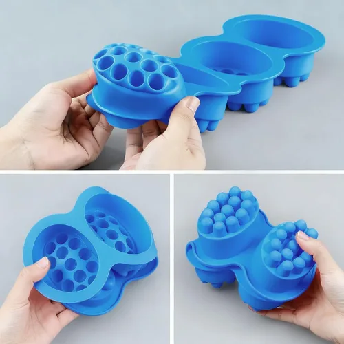 Vista 6 de SJ - 2 moldes de silicona para jabón en barra de masaje para hacer jabones, hechos a mano, antiadherentes y sin BPA (azul y verde menta)