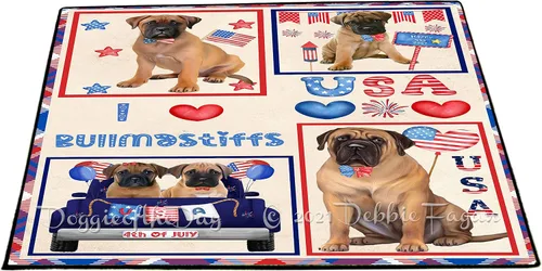 Vista 11 de Doggie of the Day Bullmastiff Dogs Floor Mat - 4th of July Independence Day - Best Dog Doormat - Protector Decor - Unique Portrait Art - Premium