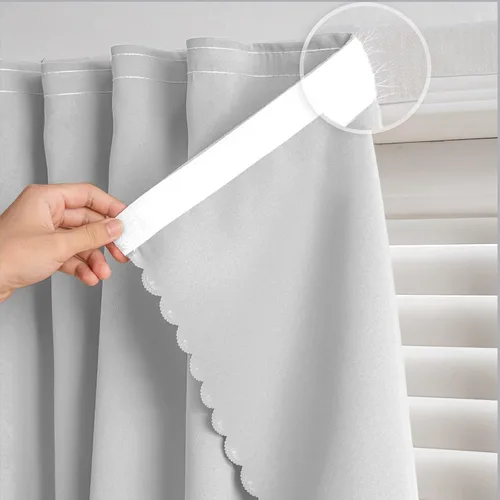 Vista 33 de Cortinas autoadhesivas, sin taladrar, sin varilla, cortinas opacas fáciles de instalar para persianas de ventana, dormitorio