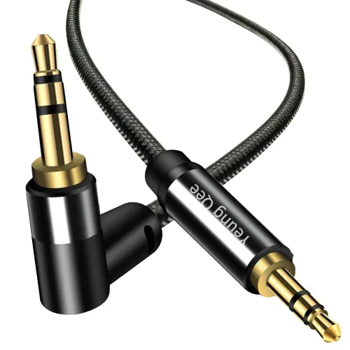 Vista 8 de Cable auxiliar de 0.138 in de 1 pie, cable de audio estéreo trenzado de nailon de 0.138 in macho a macho, adaptador de entrada auxiliar