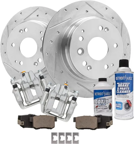 Vista 88 de Detroit Axle - Rotores de freno para Ford 2013-2019 Explorer Taurus Flex Lincoln MKT MKS, rotores de freno de disco ranurados perforados de repuesto