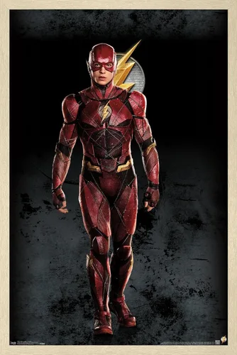 Vista 7 de Trends International Película de DC Comics - Liga de la Justicia - Póster de pared The Flash, 14.725 x 22.375 pulgadas, versión enmarcada de madera