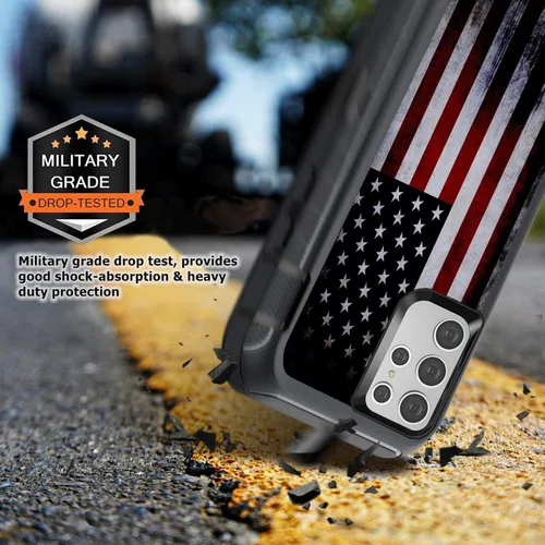 Vista 5 de Funda compatible con Samsung Galaxy S22 Ultra, diseño de bandera estadounidense antigua con protector de lente de cámara resistente