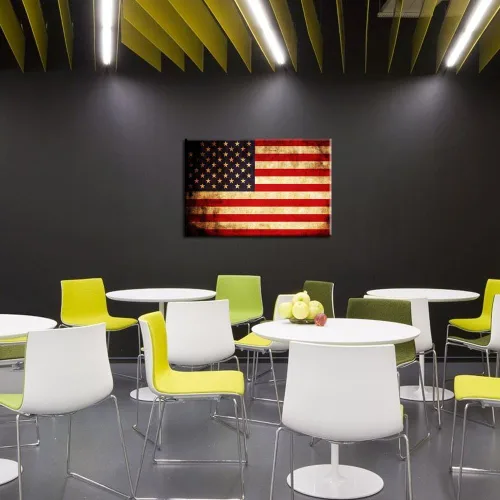 Vista 2 de KREATIVE ARTS Lienzo envolvente de galería de gran tamaño con la bandera de Estados Unidos, arte de pared, símbolo de la nación honrada, cuadro