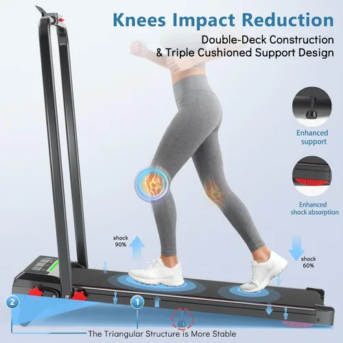 Vista 6 de Walking Pad Treadmill with Incline 8% & Decline -1.5% 4 Level, Under Desk Treadmill for Home, 2.5HP Quiet BLDC EvoDrive Portable Walking Pad with