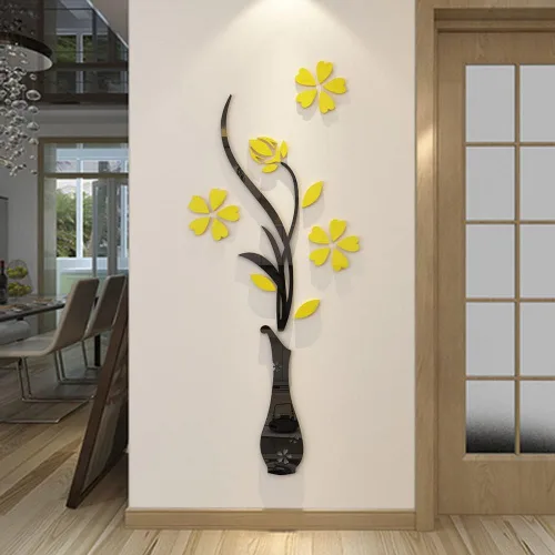 Vista 7 de Murales de pared con jarrón 3D para sala de estar, dormitorio, sofá, telón de fondo de televisión, calcomanías originales, regalo, calcomanía de Rojo