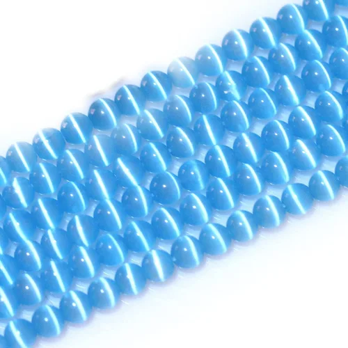 Vista 8 de GEM-Inside - Cuentas sueltas de ojo de gato de 0.236 pulgadas (0.236 in), redondas, de cristal azul ácido, cuentas de energía para fabricación