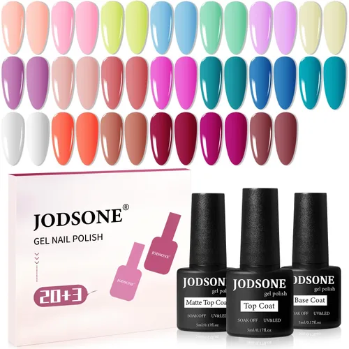 Vista 21 de JODSONE - Juego de 100 esmaltes de uñas de gel (5 ml cada uno) con capa base que no se limpia, capa de base que se borra y capa superior mate