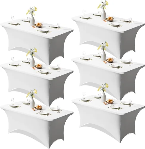 Vista 22 de Trlyc Paquete de 1 mantel rectangular de elastano de 4 pies – 48 x 30 pulgadas, resistente a las arrugas, para bodas, fiestas, banquetes, picnic