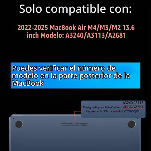 Vista 2 de Teryeefi Funda rígida para MacBook Air M3, M2, M4, MacBook Air de 13 pulgadas 2025, 2024, 2023, 2022, versión A3240, A3113, A2681, carcasa rígida