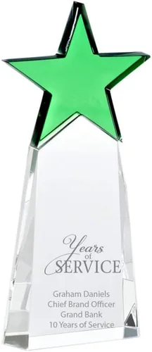 Vista 13 de Baudville Trofeo grabado – Cristal – Torre con estrella en la parte superior – Premio para empleados – Grabado personalizado de hasta cuatro líneas
