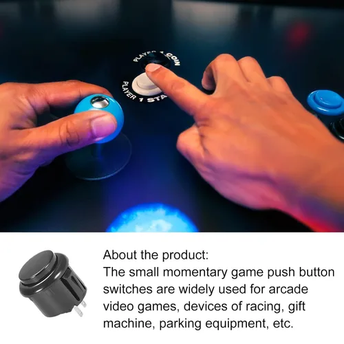 Vista 3 de Interruptor de botón momentáneo para juego pequeño para videojuegos arcade -0.906 innegro10 piezas
