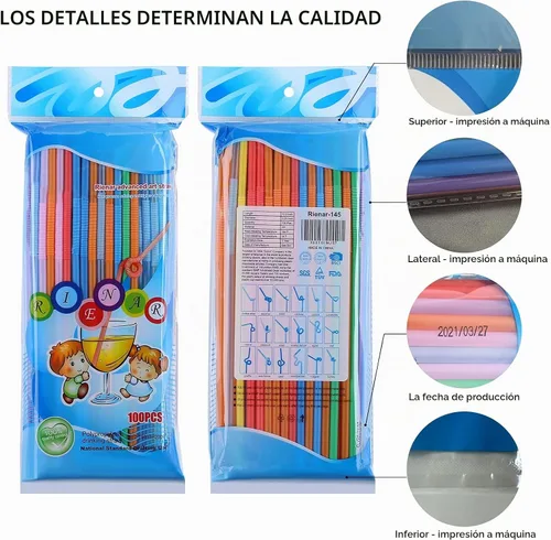Vista 9 de Bendy - Pajitas de plástico desechables de 12.8 pulgadas de largo para vaso de 40 onzas, 100