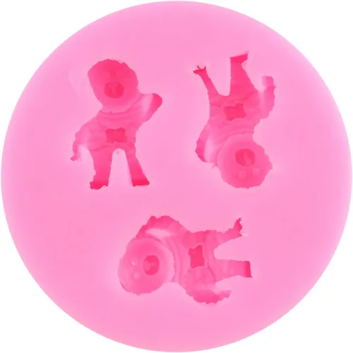 Vista 5 de ZiXiang Molde de silicona para astronauta, diseño de astronauta, planeta, cohete, satélite, fondant, para decoración de pasteles, cupcakes
