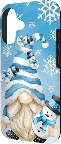Vista 2 de Cute Winter Gnome Dad with Snowflake Decor and Snowman Case for iPhone 17