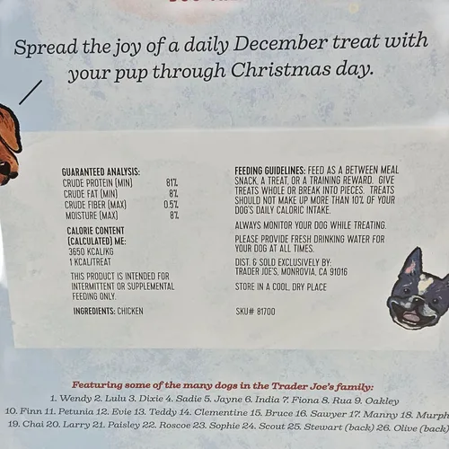 Vista 3 de Calendario de Adviento de Trader Joe's para Perros - Golosinas de Salmón y Batata para Perros