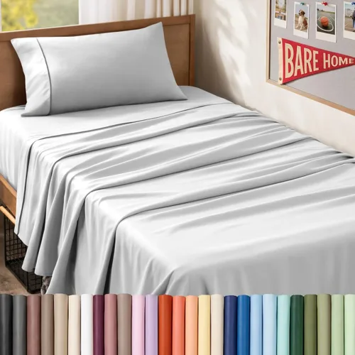 Vista 68 de Bare Home Juego de Sábanas Twin - Sábanas de Cama de Microfibra Ultra-Suave 1800 - Doble Cepillado - Bolsillos Profundos - Ajuste Fácil - Extra