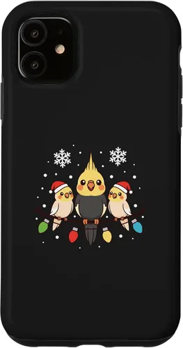 Vista 8 de Bird Cockatiel Holiday Trio Perched Cartoon Cheer Case for iPhone 16