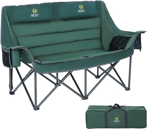 Vista 9 de Nice C Silla de camping climatizada con batería, sofá doble calefactado para campamento, sofá biplaza acolchado grueso de gran tamaño, banco