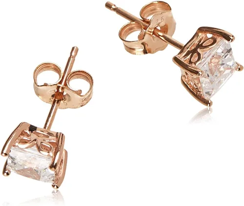 Vista 2 de Tienda Collection Plated Sterling Silver Stud Earrings set with Princess Brilliant Cut Infinite Elements Cubic Zirconia