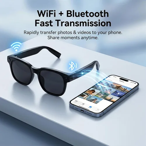 Vista 14 de AI Smart Glasses with Camera, 8MP HD Bluetooth Camera Glasses for Women Men