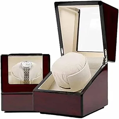 Vista 3 de OOCCO Storage Box Case Holder Watch Winder Board Wood Chain Motor Shaker Automatic Single Saint Finding Display