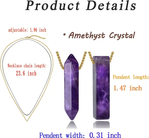 Vista 6 de MAIBAOTA Collar de cristal para mujer, collar con colgante de piedra natural, collar de joyería de piedras preciosas de cristal natural, regalo