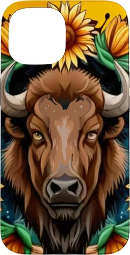 Vista 6 de American Bison with Sunflower Wreath Kansas State Tattoo Art Case for iPhone XR