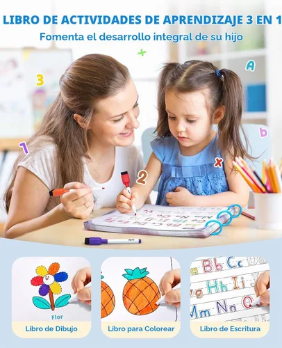 Vista 4 de JoyCat Actividades de Aprendizaje Preescolar 48 Páginas Reutilizables, Práctica de Escritura a Mano para Niños Pequeños, Libros de Trabajo