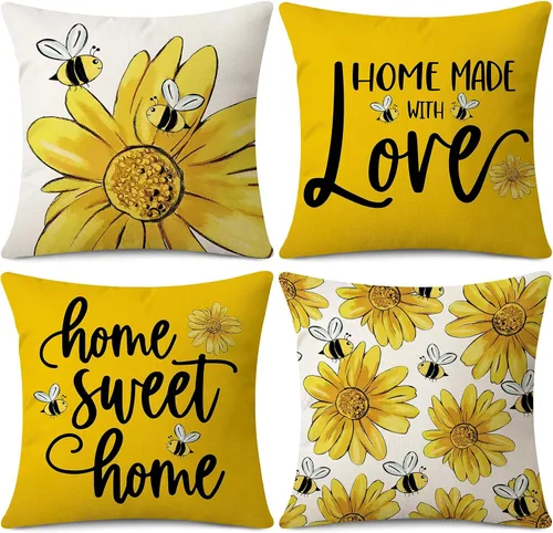 Vista 7 de Juego de 4 fundas impermeables para cojín de primavera, uso al aire libre, de 18 x 18 pulgadas, con diseño de mariposa, libélula, mariquita y abeja