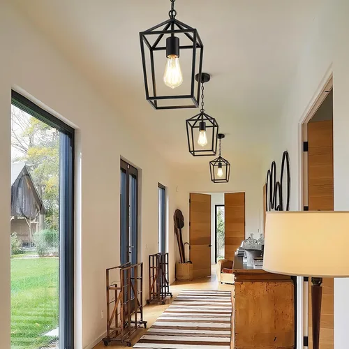 Vista 8 de Sheetea 2-Pack Farmhouse Pendant Lights Kitchen Island, Black Pendant Light Fixtures Hanging Lamp for Dining Room, Modern Kitchen Pendant Lighting