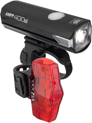 Vista 8 de CATEYE AMPP & ViZ - Kit combinado de luces para bicicleta recargables USB – IPX4 impermeable de alto lumen AMPP Opticube™ LED y luz de seguridad