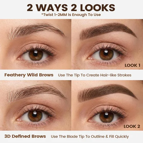 Vista 8 de FOCALLURE Microblading - Lápiz de cejas – Punta ultrafina de 0.004 in para trazos naturales similares al cabello, impermeable y a prueba de manchas