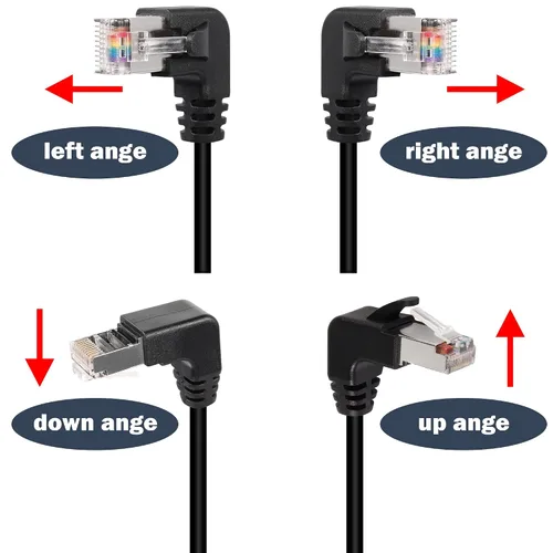 Vista 6 de QIANRENON Cable Ethernet RJ50 10P10C en ángulo de 90°,Cable de comunicación macho 10P 10C macho a macho en ángulo recto,Cat5E,con escudo,Conexiones