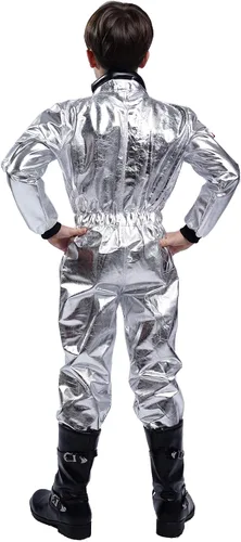 Vista 6 de Maxim Party Supplies Disfraz de astronauta para niños, traje espacial con parches bordados y bolsillos para niños (1214)