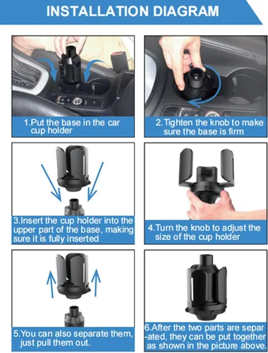 Vista 5 de Expansor universal de portavasos para carrito de golf, base ajustable y soporte para tanque de 1 libra, botellas de agua y vasos de varios tamaños