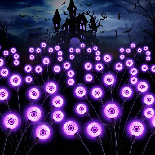 Vista 11 de Luces solares para exteriores (2 paquetes - 16 LED), luces solares para jardín ASMAD, decoraciones al aire libre, luz de luciérnaga para decoración